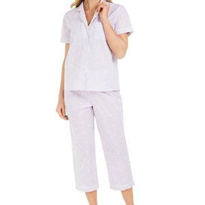NWT! Charter Club Embroidered Stripe Capri PJ Set
